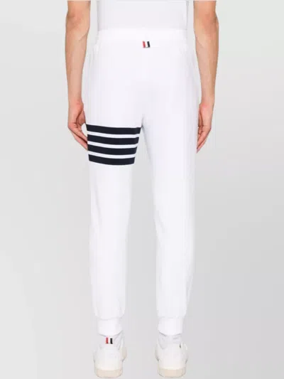 Thom Browne Cotton Sweatpants With Signature Stripe Detail In White