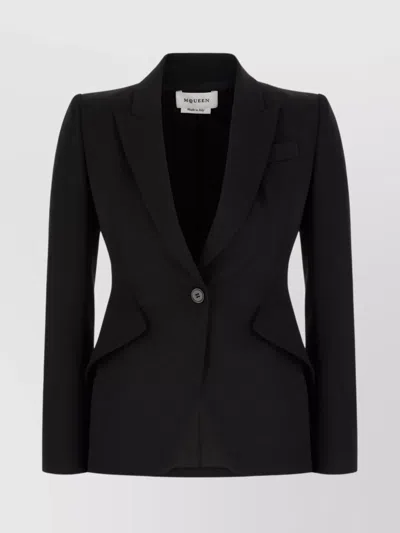 Alexander Mcqueen Upside-down Lapel Jacket In Black