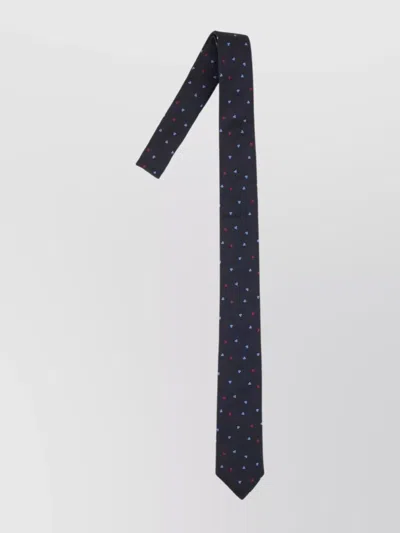 Paul Smith Heart Pattern Silk Tie With Slim Design In Blue