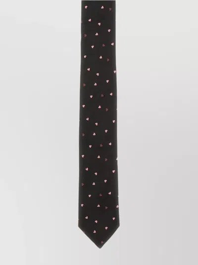 Paul Smith Heart Pattern Silk Tie With Slim Design In Black
