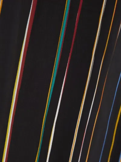 Paul Smith Silk Trousers Stripes Elastic Waistband In Black