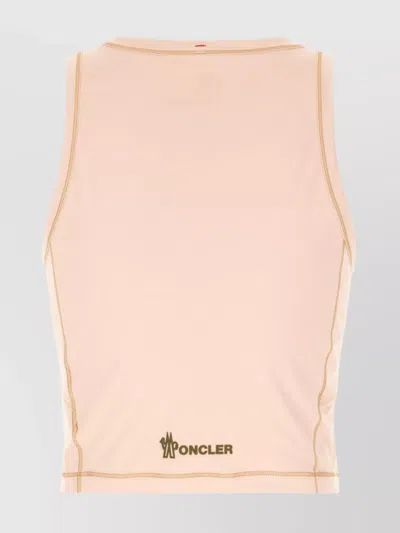 Moncler Sleeveless Crew Neck Contrast Stitching In Pink