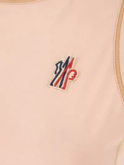 Moncler Sleeveless Crew Neck Contrast Stitching In Pink