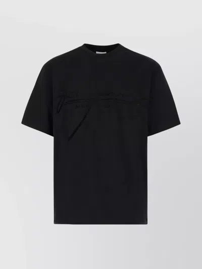 Ferragamo Crew Neck Graphic Print Short Sleeves T-shirt In Black