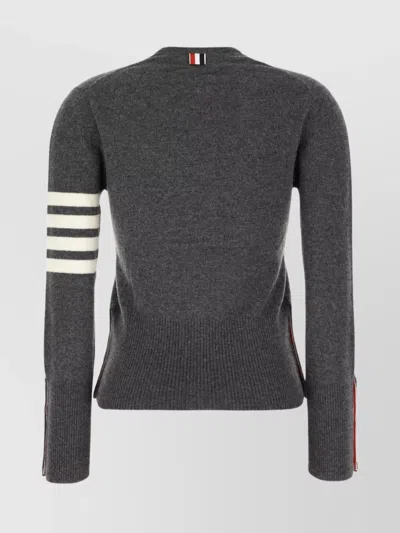 Thom Browne Cashmere Cardigan With Ribbed Texture And Button Detailing In Gray