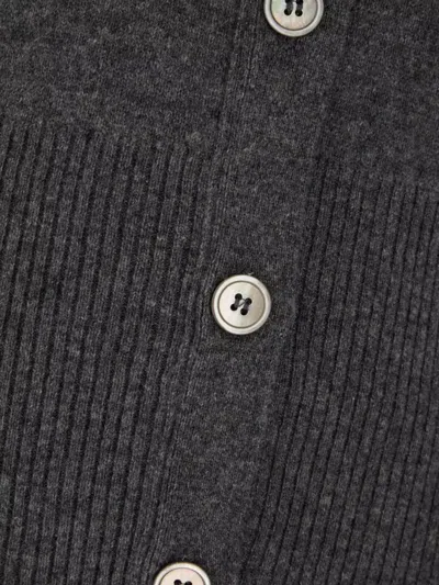 Thom Browne Cashmere Cardigan With Ribbed Texture And Button Detailing In Gray