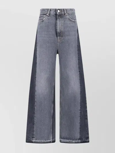Stella Mccartney Straight Trousers With Belt Loops And Frayed Hem In Gray
