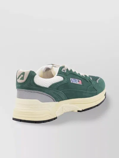 Autry Hyperway Low Malachite And Silver Mesh And Suede Sneakers In Green