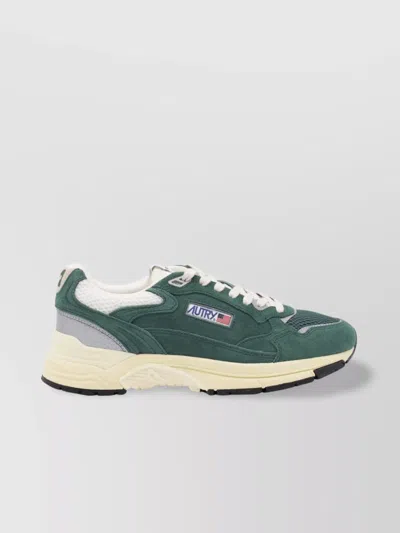 Autry Hyperway Low Malachite And Silver Mesh And Suede Sneakers In Green