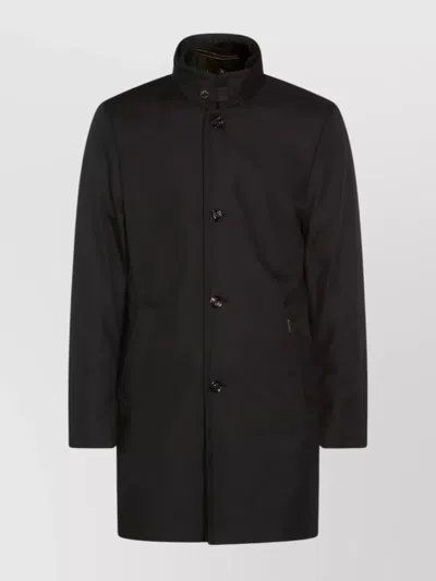Moorer Dark Blue Coat In Black