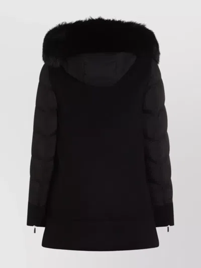Moorer Medium-length Fresia Down Jacket With Hood And Fur In Black