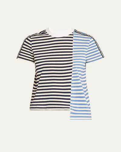 3.1 Phillip Lim Patchwork Striped Cotton T-shirt In Black