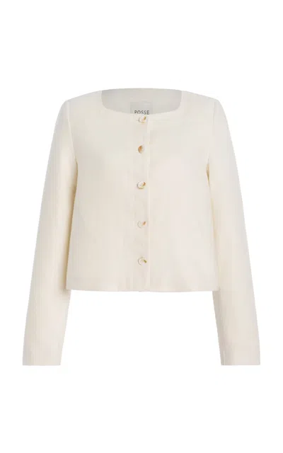 Posse Emma Cropped Linen Jacket In Neutral