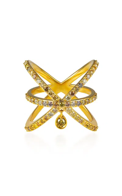 Khepri Fancy Colored Orbit 18k Yellow Gold Diamond Ring