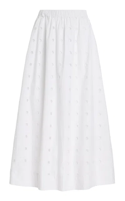 Posse Open-cut Dots Midi A-line Skirt In White