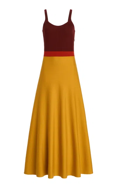 Gabriela Hearst Flaminius Knit Midi Dress In Golden Birch Merino Wool