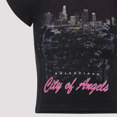 Balenciaga City Of Angels Shrunk T-shirt In Black