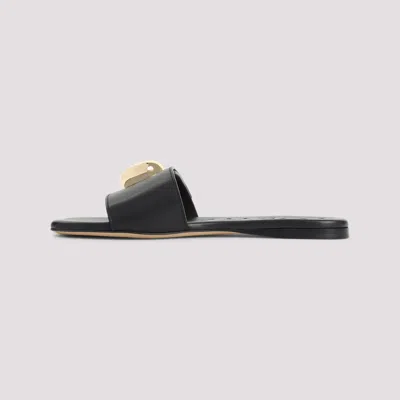 Loewe Leather Open Toe Flat Sole Slippers In Black
