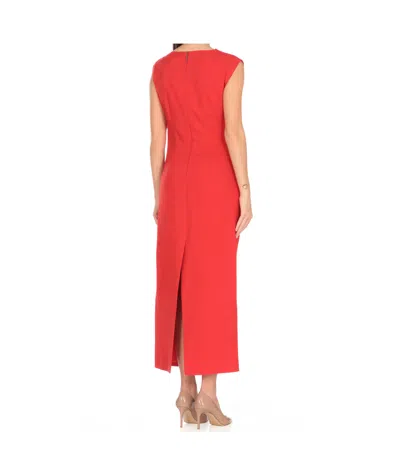 Msgm Canvas Draped Midi Dress In Red