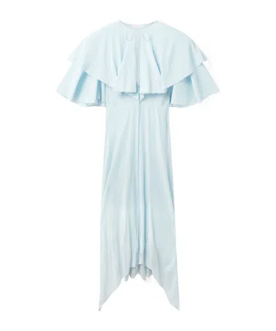 Stella Mccartney Layered Short Sleeve Semi-sheer Midi Dress In Blue