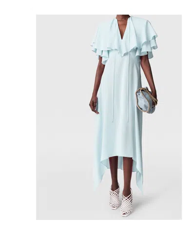 Stella Mccartney Layered Short Sleeve Semi-sheer Midi Dress In Blue