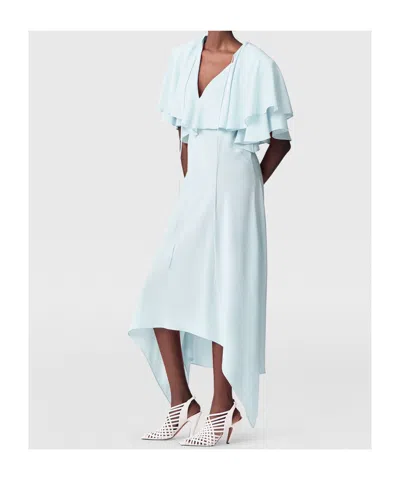 Stella Mccartney Layered Short Sleeve Semi-sheer Midi Dress In Blue