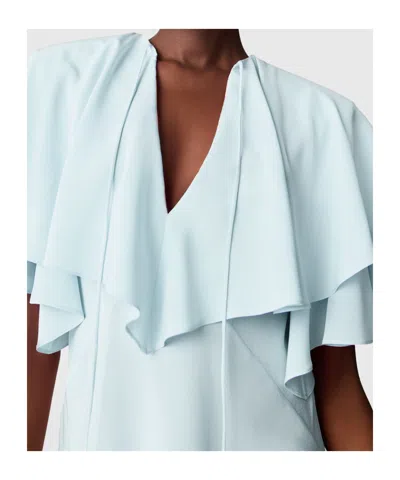 Stella Mccartney Layered Short Sleeve Semi-sheer Midi Dress In Blue