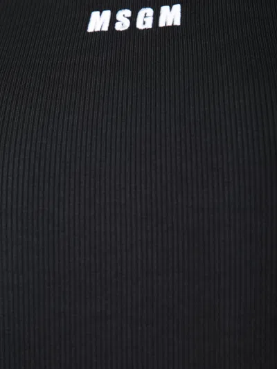 Msgm Ribbed Dress With Applications In Black