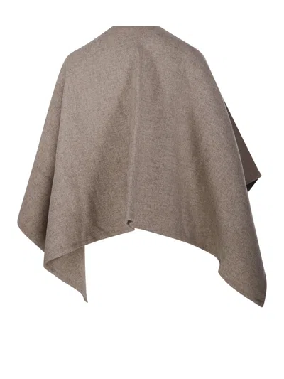 Max Mara Logo-patch Asymmetric Cape In Gray
