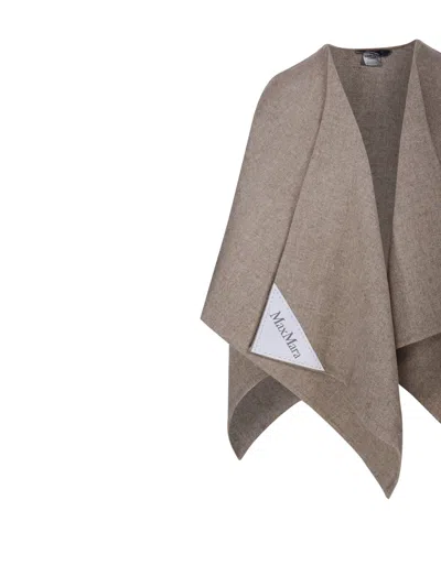 Max Mara Logo-patch Asymmetric Cape In Gray