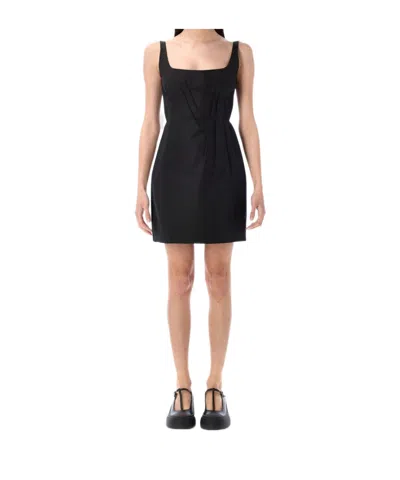 Marni Bonded Popeline Mini Dress In Black
