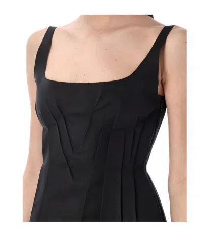 Marni Bonded Popeline Mini Dress In Black