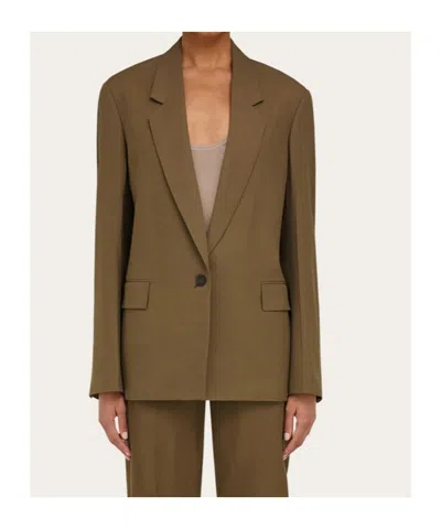 Ferragamo Khaki Single Breasted Blazer In Green