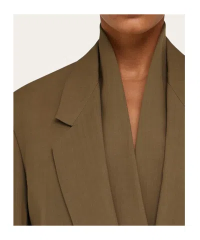 Ferragamo Khaki Single Breasted Blazer In Green
