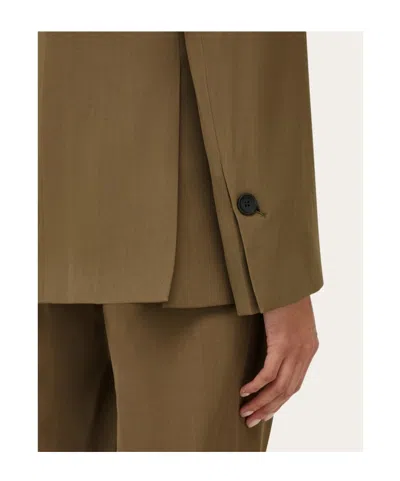 Ferragamo Khaki Single Breasted Blazer In Green