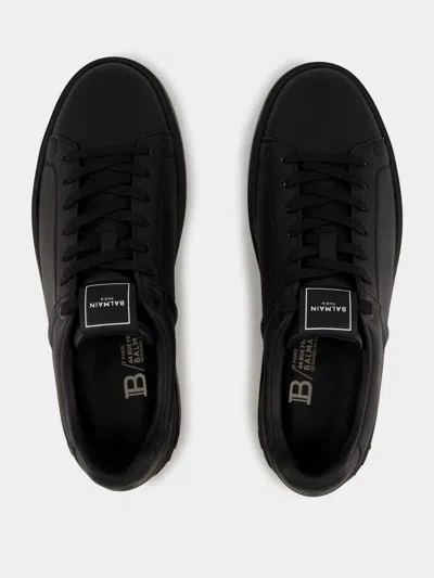 Balmain Court Round Toe Flat Sole Sneakers In Black
