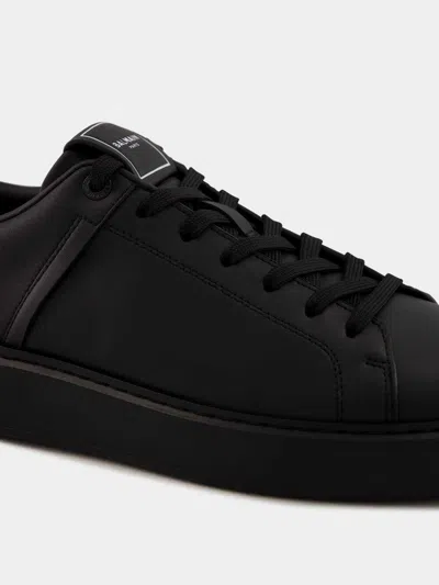 Balmain Court Round Toe Flat Sole Sneakers In Black