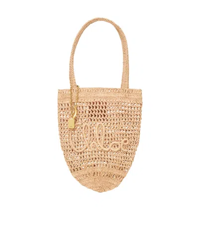 Chloé Chloe Women Raffia Small Summer Banana Shopping Bag In Brown