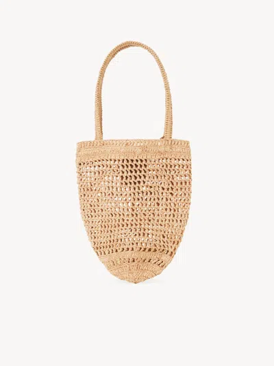 Chloé Chloe Women Raffia Small Summer Banana Shopping Bag In Brown