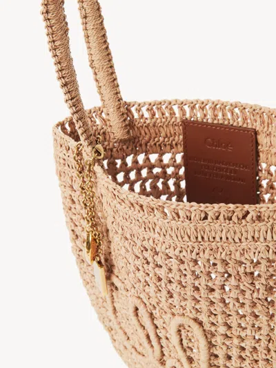 Chloé Chloe Women Raffia Small Summer Banana Shopping Bag In Brown