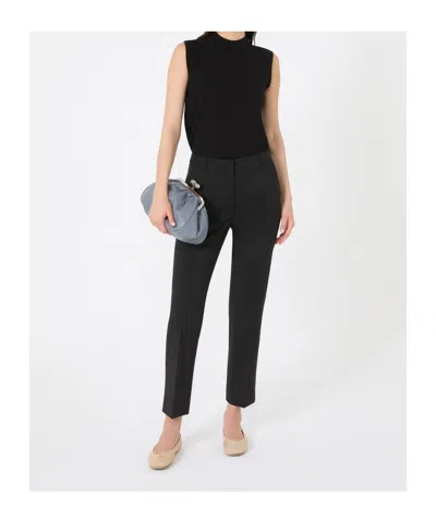Weekend Max Mara Wool Trousers With Belt Loops In Black