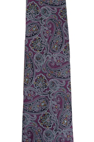 Etro Paisley-print Silk Tie In Purple