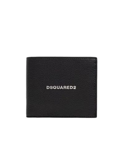 Dsquared2 Logo-plaque Leather Wallet In Black