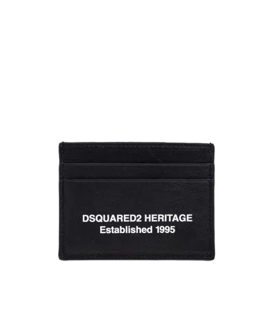 Dsquared2 Heritage Leather Cardholder In Black