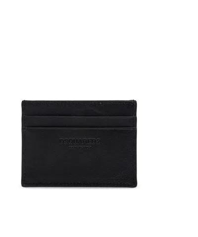 Dsquared2 Heritage Leather Cardholder In Black