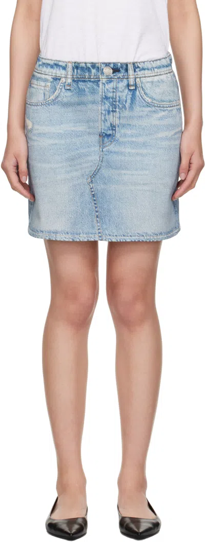 Rag & Bone Miramar Ponte Printed Stretch-jersey Mini Skirt In Blue