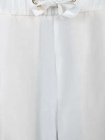 Herno Cropped White Taffeta Trousers With Adjustable Drawstring In Gray