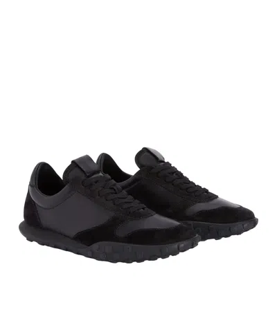 Jil Sander Low Laced Sneakers With Vulcanized Rubber Sole In Black