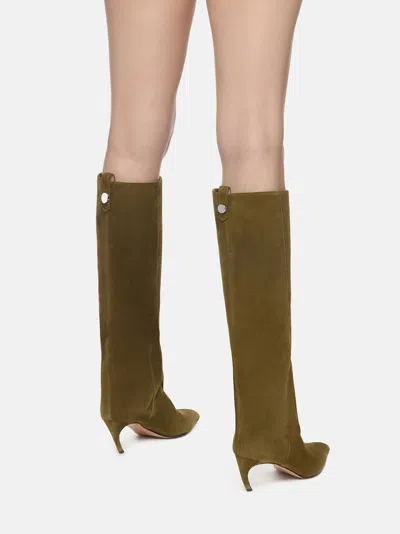 Attico Lea Military Green High Boot In Brown