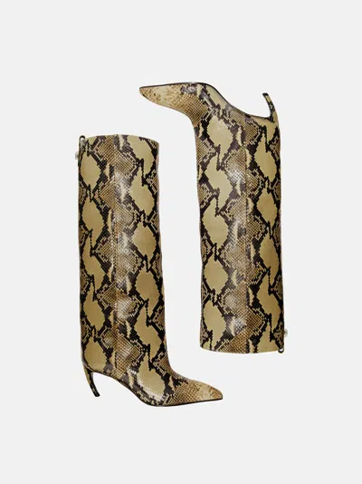Attico Lea 65 Leather Knee-high Boots In Animal Print